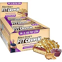 FITCRUNCH Snack Size Protein Bars, Designed by Robert Irvine, 6-Layer Baked Bar, 1g of Sugar, Gluten Free &amp; Soft Cake Core (9