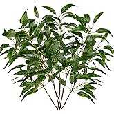 Faux Eucalyptus Stems Willow Eucalyptus Leaves 34” Long Fake Salix Leaves 6 Pcs Artificial Greenery Stems for DIY Bouquet Arrangements Centerpieces Shower Decorations-Artificial Eucalyptus Stems