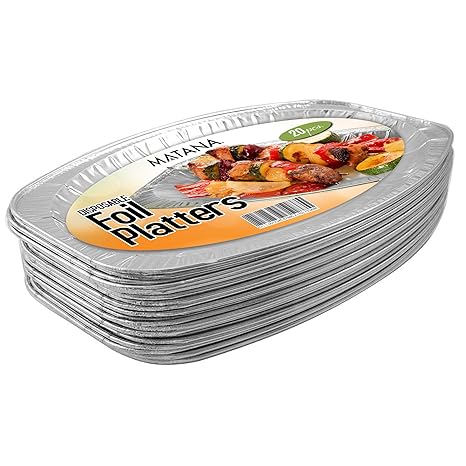 20 Servierplatten, oval aus Aluminium, servierplatte einweg , perfekte Aluschalen für Hochzeit, Catering, Gastro oder Party (