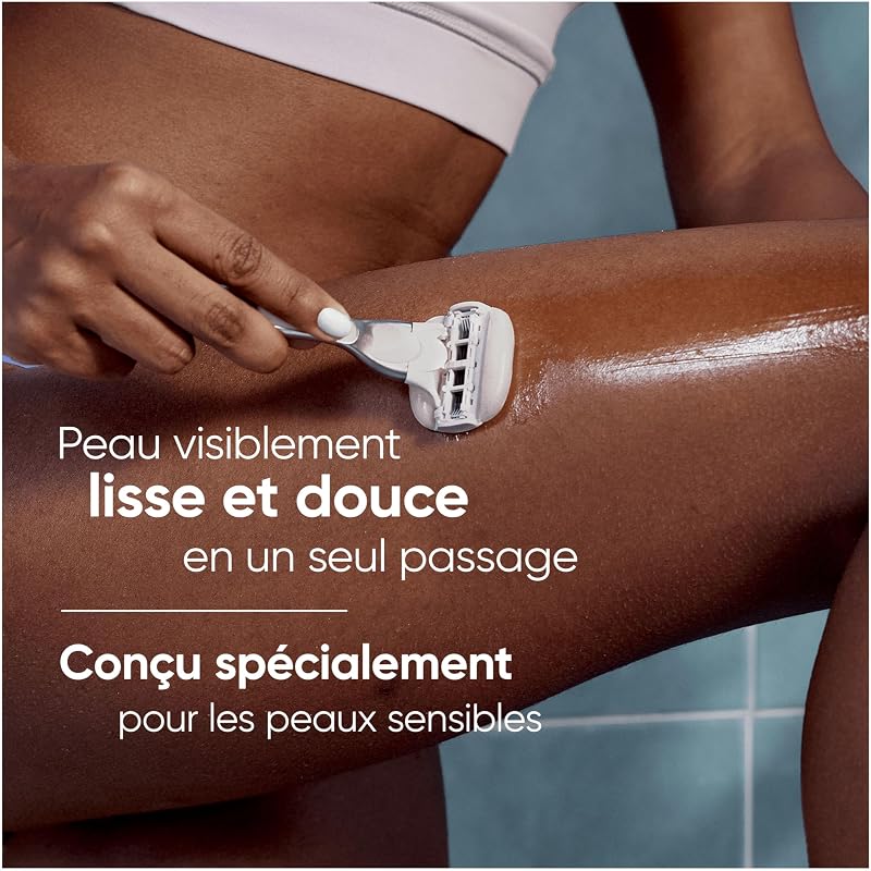 Rasoir Femme Pro ComfortGlide Sensitive, 6 Recharges, Argent