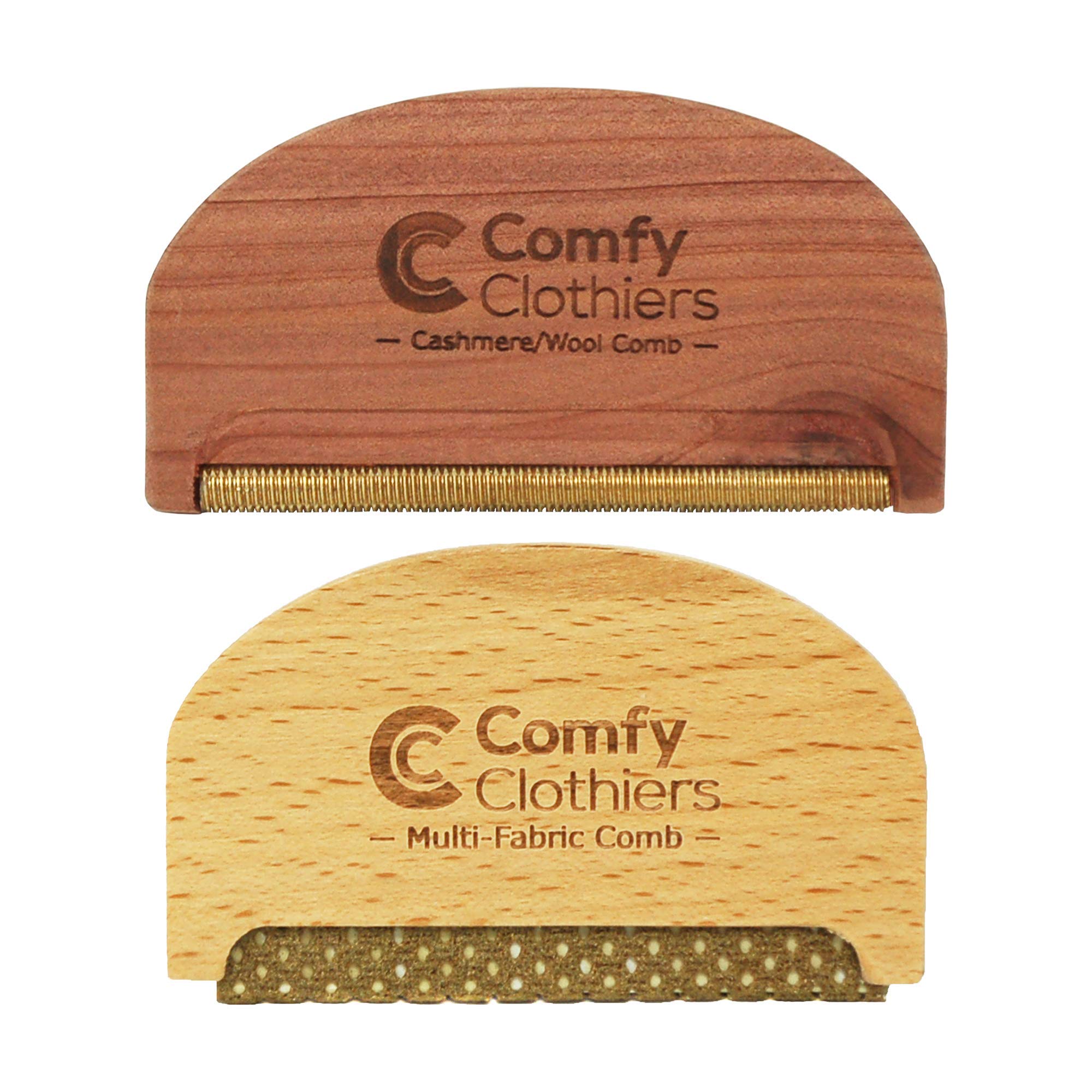 Comfy Clothiers Comfy Clothiers Cedar Wood Cashmere Comb & Beech Wood Sweater Shaver Comb Combo Pack (One of Each Type) – Multi-Fabric Shaver Removes Pills, Fuzz and Lint from Garments