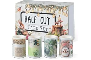 Snycler Lot de 4 rouleaux de ruban Washi en PET pré-découpés sur le thème de la magie verte – Ruban adhésif esthétique vintag