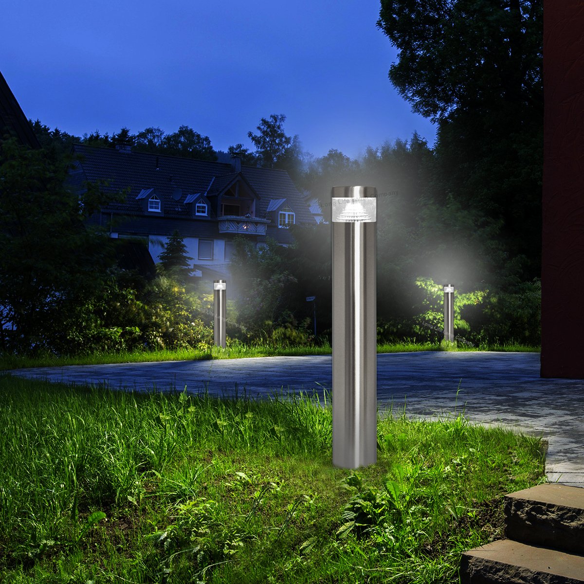 Modern LED Bollard Garden Spike Lamp Post Stainless Steel Outdoor