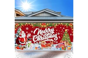 GRMIKBU Christmas Decorations Christmas Garage Door Cover, Large Hanging Backdrop Door Cover Christmas Garage Wall Decorations for Outdoor Home Yard Garage Door Decorations Party Photo Backgrounds(6X13Ft)