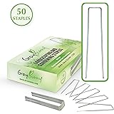 GrayBunny GB-6871A Garden Landscape Staples, 50 Pack, 6 Inch (15.2 cm) 11 Gauge Rust Resistant Galvanized Steel Ground Stakes, For Securing Lawn Fabrics, Weed Barrier Covers & Irrigation Tubing