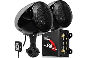 GoHawk TN4 2.1 Channel 600W Amplifier 4" Full Range Waterproof Bluetooth Motorcycle Stereo Speakers Audio System AUX FM Radio