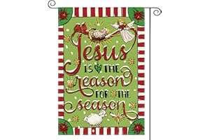 AVOIN colorlife Jesus Is The Reason For The Season Garden Flag 12x18 Inch Double Sided, Christmas Christian Nativity Winter Yard Outdoor Decorative Flag