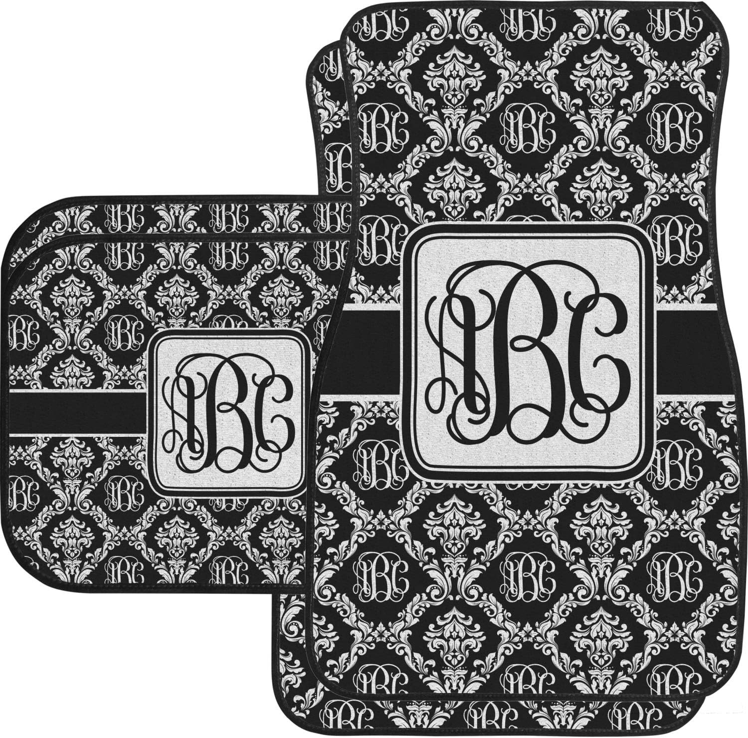 Amazon Com Rnk Shops Monogrammed Damask Car Floor Mats Set 2