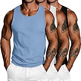 Ficerd 3 Pack Men's Big and Tall Tank Tops, Knit Ribbed Sleeveless Shirts Plus Size Slim Fit Workout Gym Muscle Tee