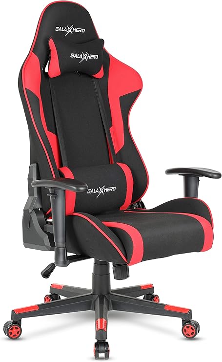 Amazon Co Jp Galaxhero ゲーミングチェア 通気性抜群 オフィスチェア ゲームチェア Eスポーツ用椅子 リクライニング 高さ調整機能 ヘッドレスト 調節可能ランバーサポート ひじ掛け付き ロッキング ハイバック 組立簡単 ファブリック レッド Adjy601re ホーム キッチン