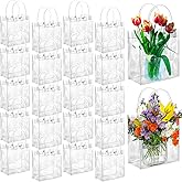 Saintrygo 80 Pieces Gift Bags Small PVC Bags Reusable Transparent with Handles Mini Cute Plastic Gift Wrap Tote Shopping for Wedding Birthday Baby Shower Party(Clear)