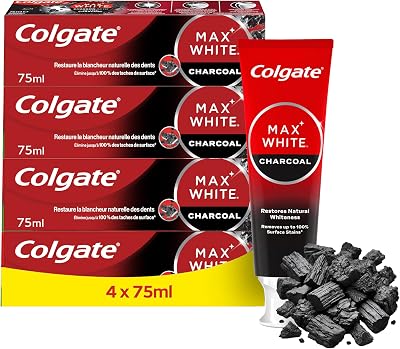 Dentifrice Blanchissant Max White Charbon Actif, Lot de 4 x 75 ml