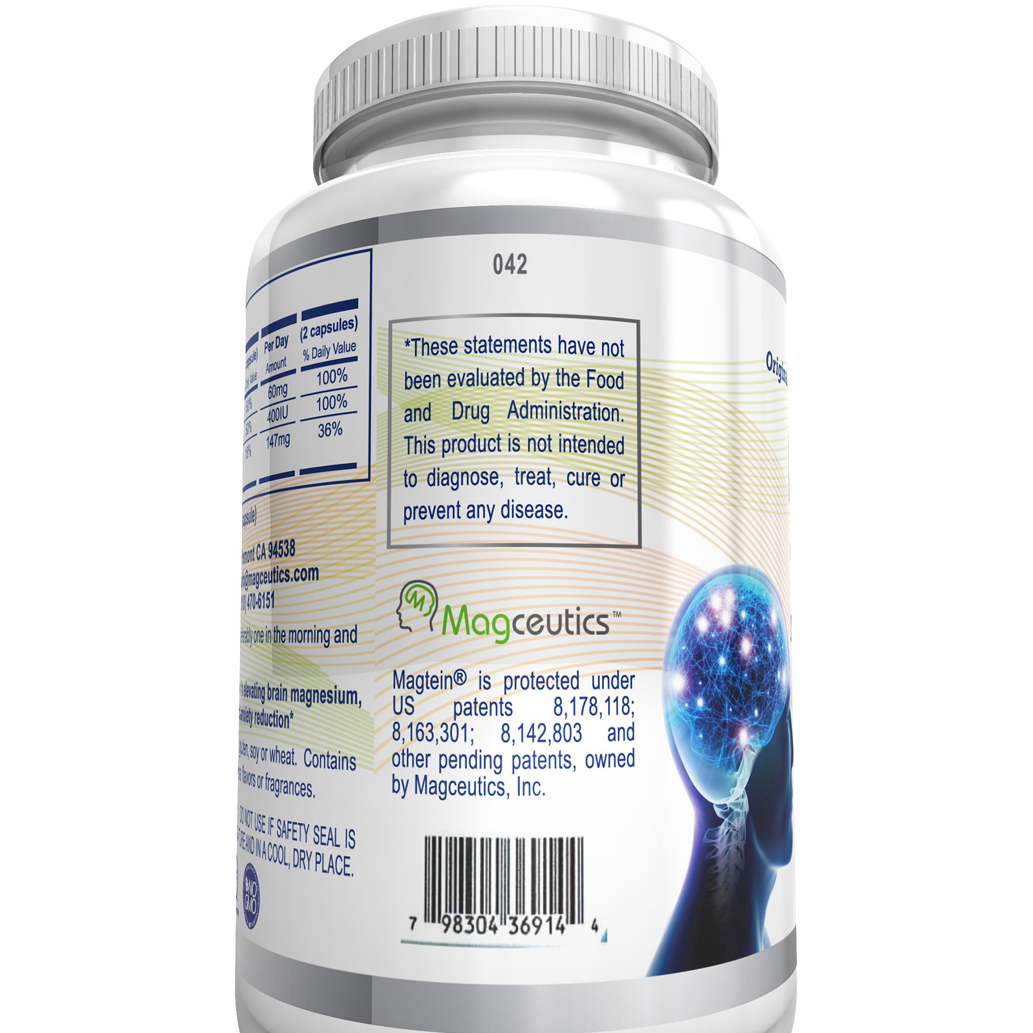 Magtein Magnesium L Threonate(2,042 Mg), MIT Inventor's Original