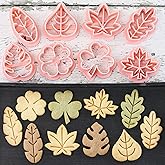 8pcs Mini Leaf Cookie Stamps, One-touch Molding 3d Raised Design Cookie Cutters, suitable for Tropic, Fall, Thanksgiving, Holiday & Party Treats Frosting Decoration (Leaf)