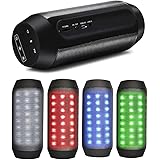 Top-Longer Wireless Tragbarer Bluetooth Lautsprecher Handsfree mit LED Lichteffekten Beleuchtung FM Radio Micro USB Schnittstelle / TF / LINK IN / MIC f&uuml;r Smartphones, iPhone, iPad usw. (Schwarz)