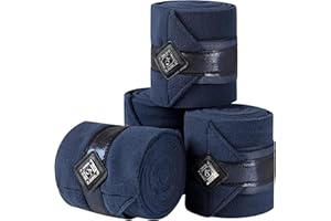 GemRebel Horse Polo Wraps Upgrade with Bling Leg Wraps for Horses 4-Pack Fleece Leg Wraps Stable Supplies-Navy L