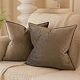 JUSPURBET 24x24 Throw Pillow Covers Set of 2 Decorative Pillow Covers for Couch Sofa Bed Cozy Velvet Cushion Covers Cases with Invisible Zipper for Living Room Home Decor,Stone