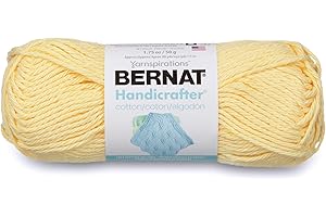 Bernat Handicrafter Cotton Solids Yarn, 1.75 oz, Gauge 4 Medium, 100% Cotton, Pale Yellow