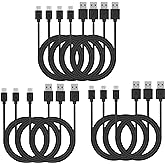 Smays USB C Cable Bulk 10-Pack 3ft, Type C Phone Charger Lot Black