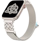 BEEXI Stainless Steel Magnetic Loop Compatible with Apple Watch Band 41/40/38/49/46/45/44/42mm Women Metal Mesh Celtic Knot Dressy Strap for iWatch SE Series 10/9/8/7/6/5/4/3/2/1/Ultra(1/2)