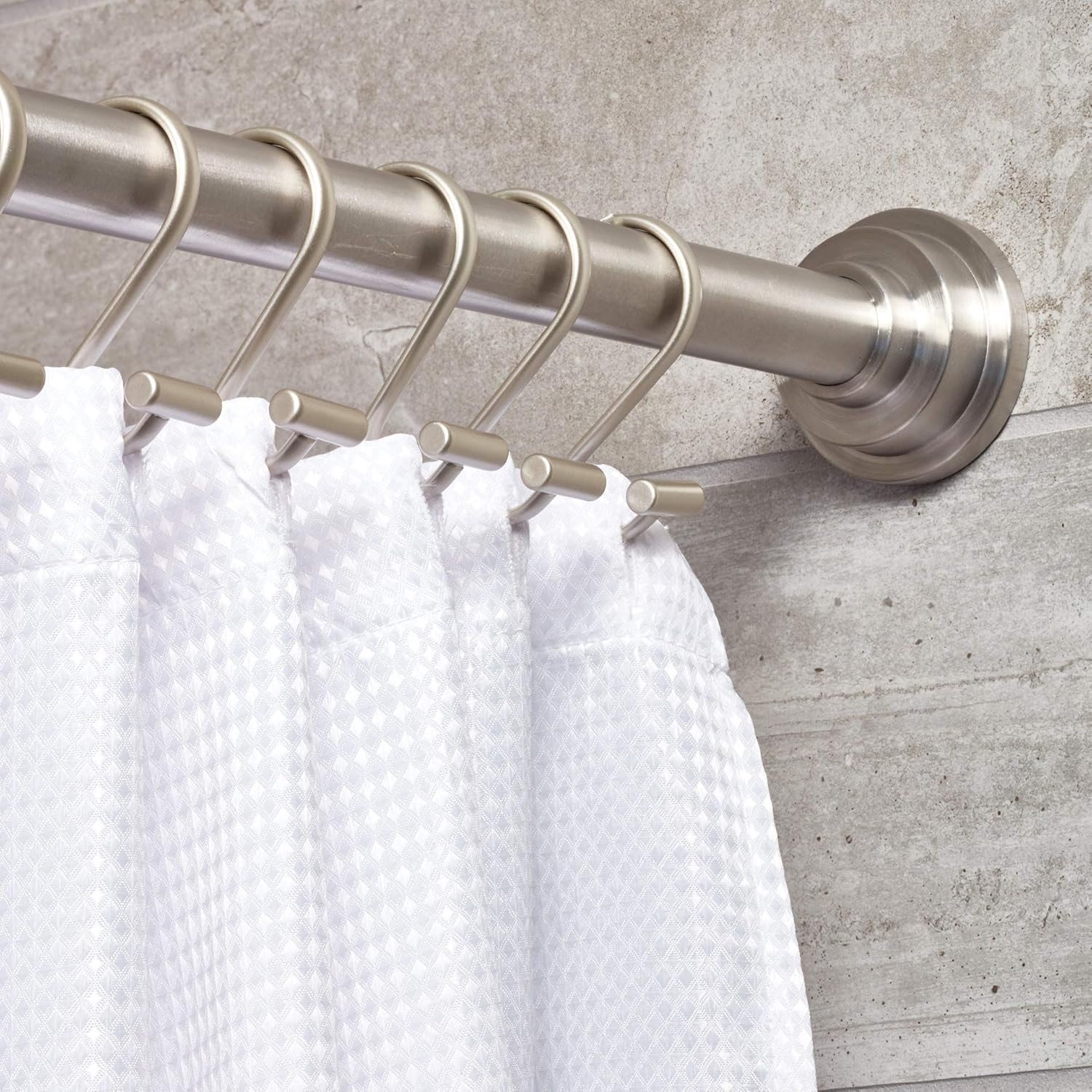 iDesign 76752 Metal T-Bar Shower Curtain Hooks Rust Resistant Rings for Kid's, Guest, Master Bathroom, 1" x 1.75" x 2.75", Set of 12, Satin: Home & Kitchen