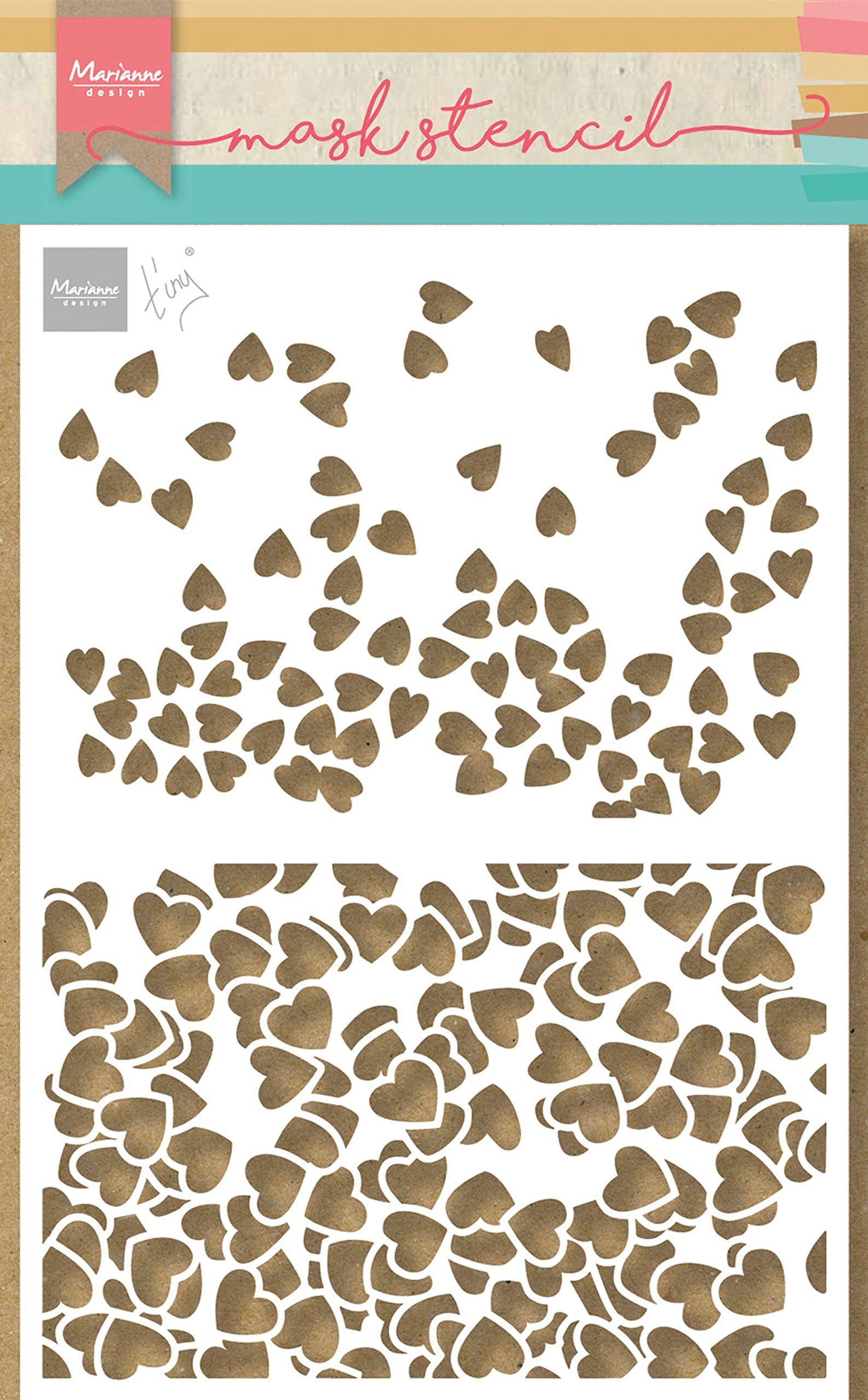 Marianne Design Mask Stencil, Hearts, for Scrapbooking Cardmaking and Other Paper Crafts, White, One Size
