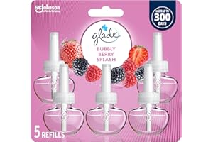 Glade PlugIns Air Freshener Refill, Scented and Essential Oils for Bathroom and Home Fragrance, Bubbly Berry Splash, 5 Count