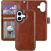 Bocasal Detachable Wallet Case for iPhone 17 RFID Blocking Card Slots Holder Premium PU Leather Magnetic Kickstand Shockproof Wrist Strap Removable Flip Protective Cover 5G 6.3 inch (Brown)