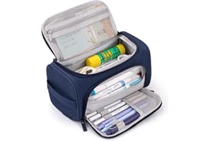 HVOMO Big Capacity Pencil Case High Large Storage Pouch Marker Pen Case Travel Simple Stationery Bag School College Office Organizer for Teens Girls Adults Student（Blue）