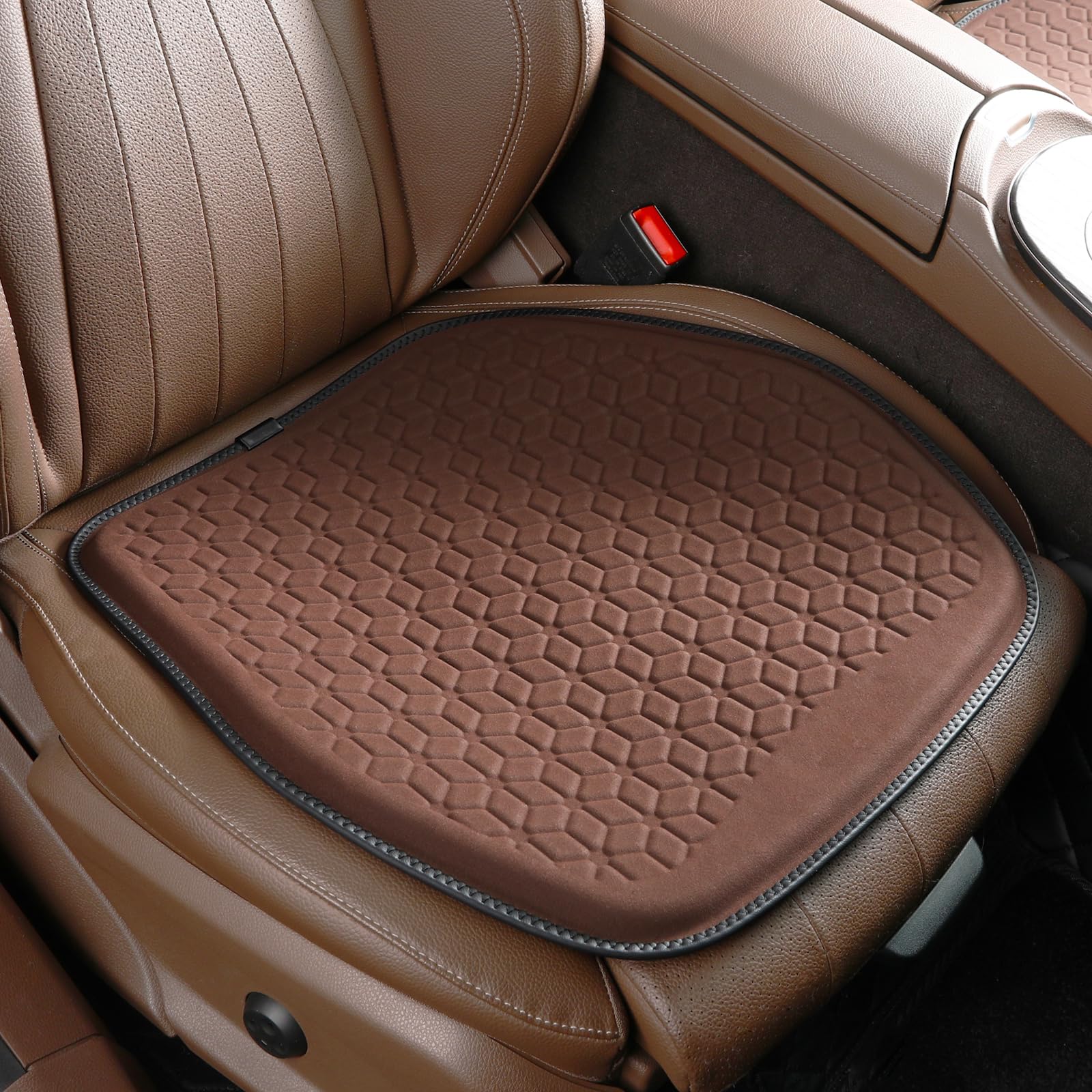 Photo 1 of Binsheo Thin Premium Gel Seat Cushion for Car Seat, Office Chair, Wheelchair, Golf Cart - Non-Slip Car Seat Cushions with 0.7 Inch Gel - Sciatica & Coccyx Pain Relief (Suede, Dark Brown)