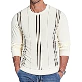 Uni Clau Men's Crew Neck Sweaters Long Sleeve Striped Knitted Pullover Casual Sweaters with Ribbing Edge
