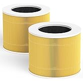 Leemone Core Mini Pet Replacement Filter for LEVOIT Core Mini Air Purifiers, High-Efficiency Activated Carbon, Replace Part Core Mini-RF, 2 Pack,yellow