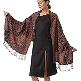 Paisley Pashmina Rave Shawl Scarf-Women's Reversible Ethnic Jacquard Pashmina Wraps for Travel