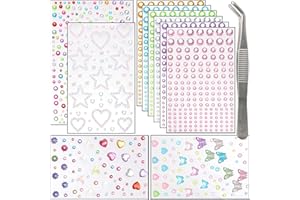 NIACONN 1760 Pcs Multicolor Hair Jewels Face Gems Stick on, Self Adhesive Glitter Rhinestones Stickers for Women Body Eyes Nails Festival Halloween Makeup & Crafts