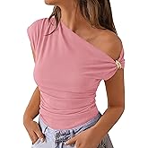 PRETTYGARDEN Womens Summer Off The Shoulder Crop Tops Ribbed Going Out Fitting T Shirts Trendy Spring Y2k Clothes 2026