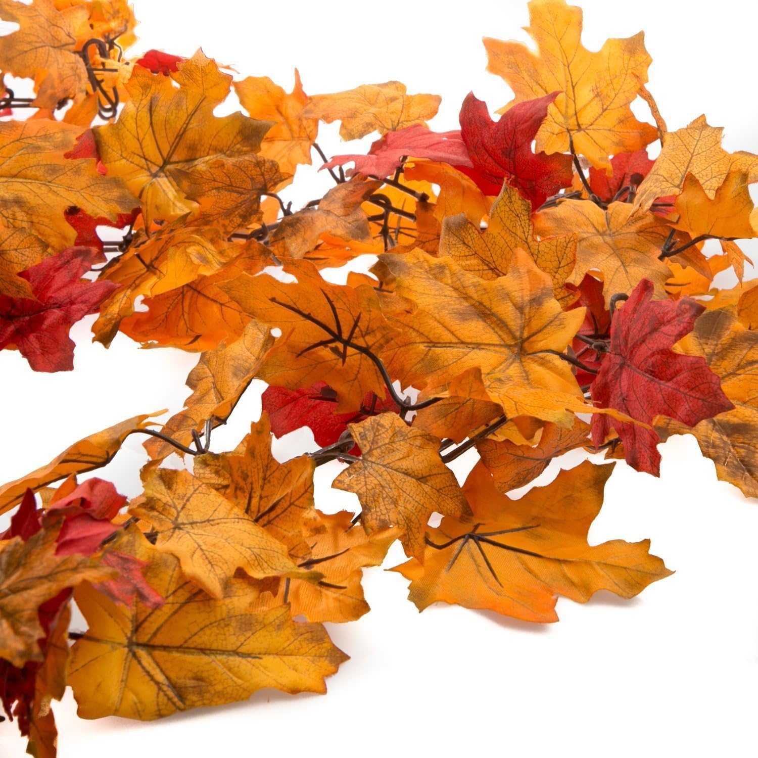 misson 6 Ft Fall Colors Autumn Maple Leaves Chain Garland Orange and Red