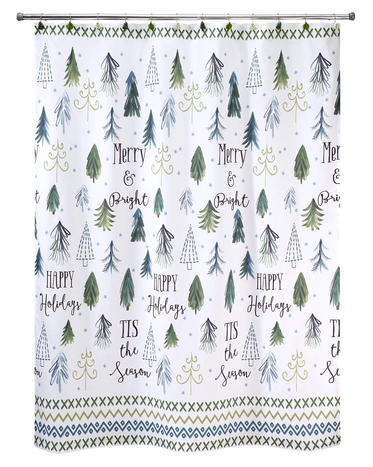 Avanti Linens Christmas Trees Collection, Polyester, Multi Color, 72" W x 72" L (Pack of 1)