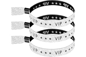 WRISTPHONBON 100 Pack VIP Metallic Wristbands for Event | Premium Cloth Wristband with Lurex Jacquard Weaving | Shimmering VIP Lettering Wristband for Events, Festivals and Access Control | Silver