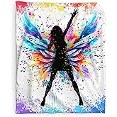 Music Blanket for Girls Women, Singer Throw Blanket Gifts for Music Lovers Kids Teens Adults, 40x50 Inches Cute Soft Fuzzy Flannel Music Themed Blanket Decor for Couch Sofa Bed