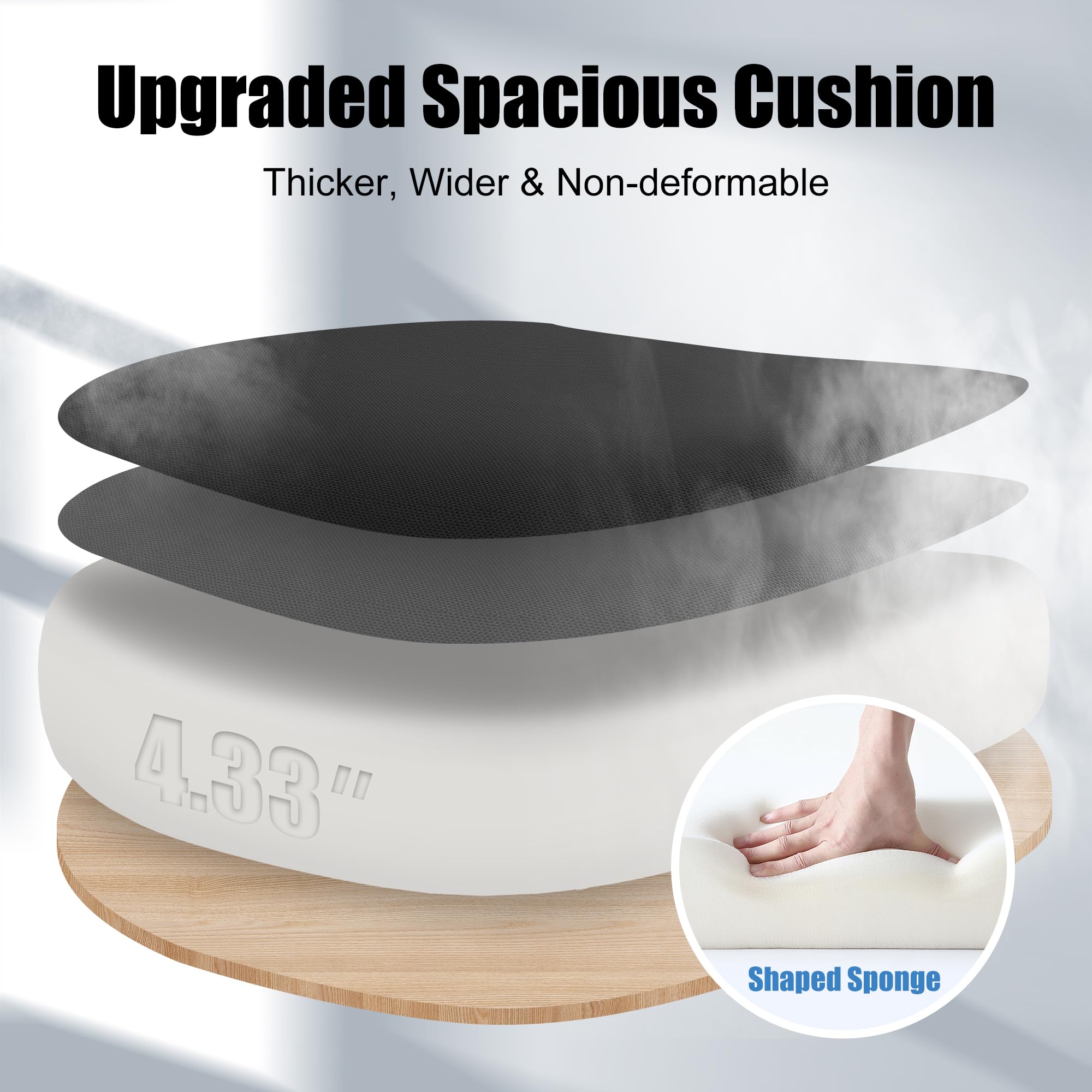 Ergonomic Office Chair with Adjustable Lumbar Support, 3D Arms and Headrest, High Back Wide Desk Computer Chair with Wheels, for Home & Office, Black - Image 2