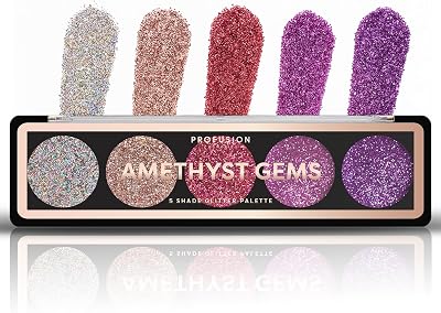 Profusion Cosmetics 5 Shade Glitter Eyeshadow Palette Amethyst Gems
