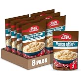Betty Crocker Butter &amp; Herb Mashed Potatoes, 4 ounces, 8 Pack | Real Potatoes, Herbs &amp; Butter Recipe, Just Add Water, Milk &amp; Butter, Side Dish or Casserole Base