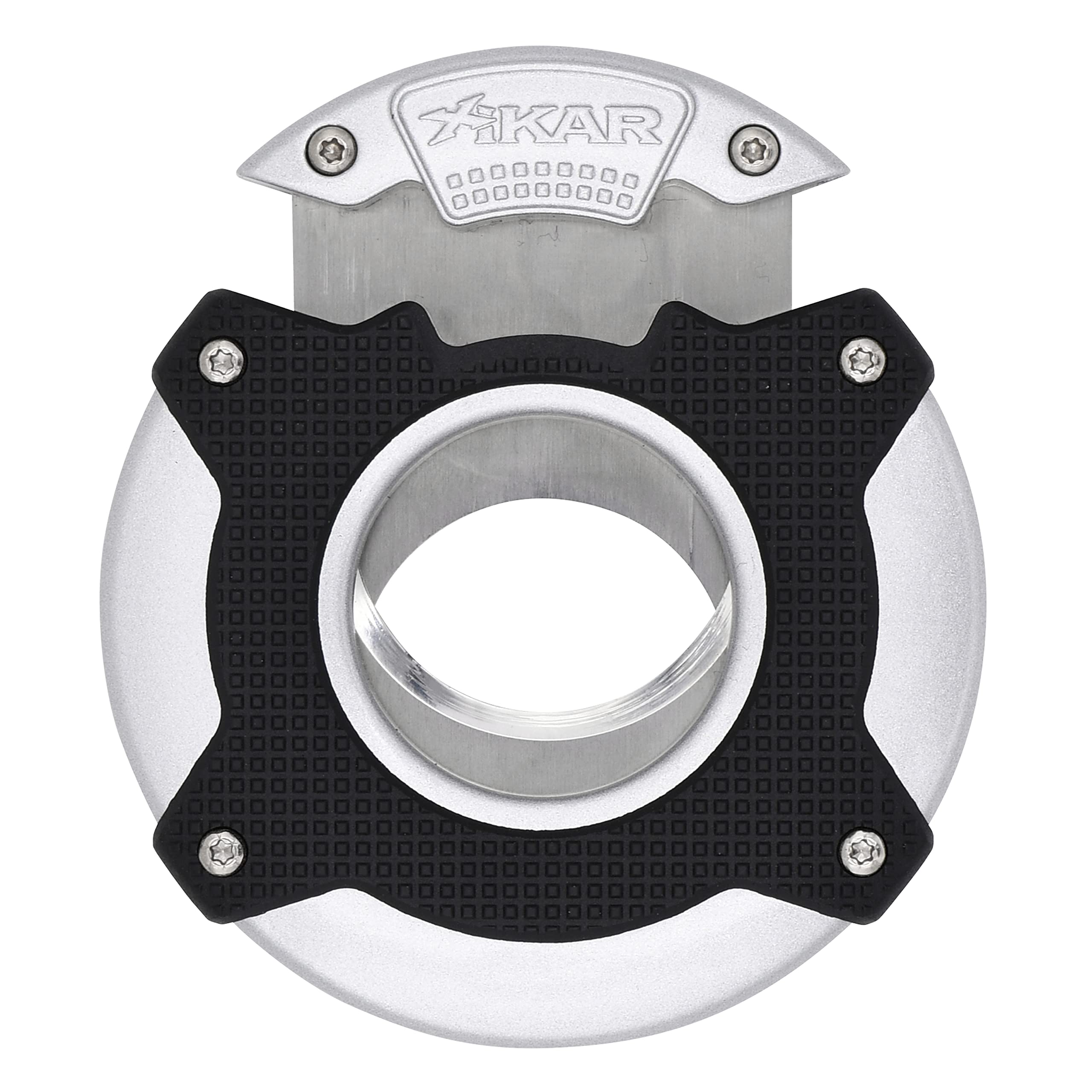 XIKAR Enso Cigar Cutter, Synchronized Double-Guillotine Stainless Steel Blades, Planetary Gear System, Silver