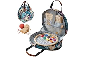 Embroidery Project Bag, Cross Stitch Storage Bag, Storage Tote Bag for Embroidery Kits, Knitting Bags with Zipper Pockets Org