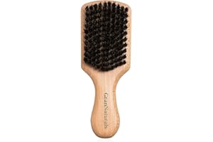 GranNaturals Soft Boar Bristle Slick Back Hair Brush - Hairbrush for Smoothing, Fades, Beards, 360 Waves to Style, Polish, & Lay Down Hair to Create a Sleek Ponytail Bun Hairstyle for Women & Men