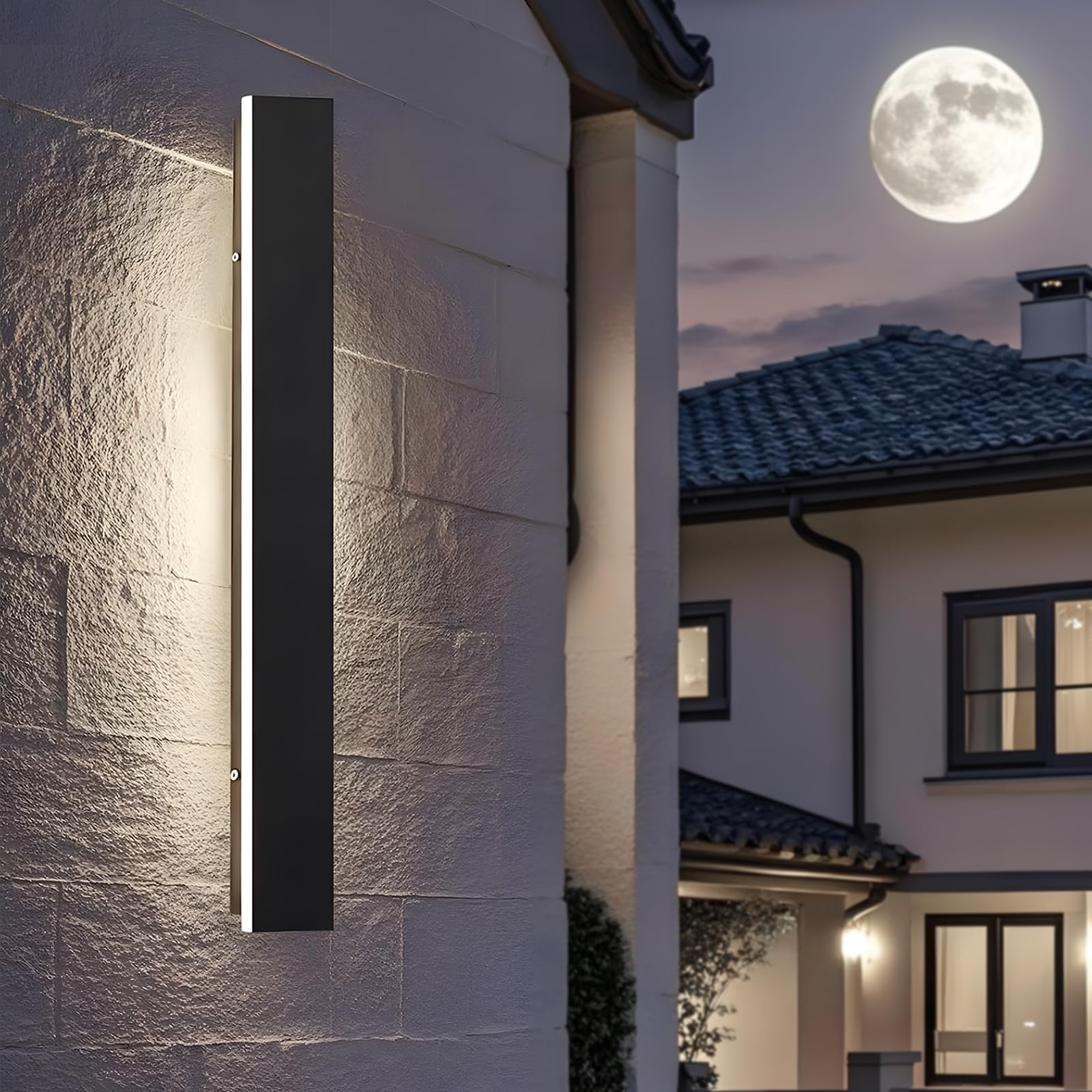 ZTWLEED LED Outdoor Wall Lights,16W Wall Lamp Natural White 4000K,Waterproof Exterior Acrylic Long Outdoor Wall Light for Garden Villa Porch Terraces Garage,80CM