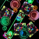 XJLANTTE 100Pcs Glow Party Napkins 13x13 Inch Neon Fluorescent Birthday view 7
