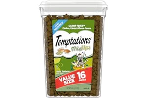 Temptations MixUps Catnip Fever Flavor Crunchy and Soft Cat Treats, 16 oz. Tub