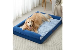 WNPETHOME Dog Beds for Large Dogs, Orthopedic Sofa Dog Bed Mat Pillow with Removable Waterproof Cover, Egg-Foam Dog Crate Bed for Medium Large Dogs