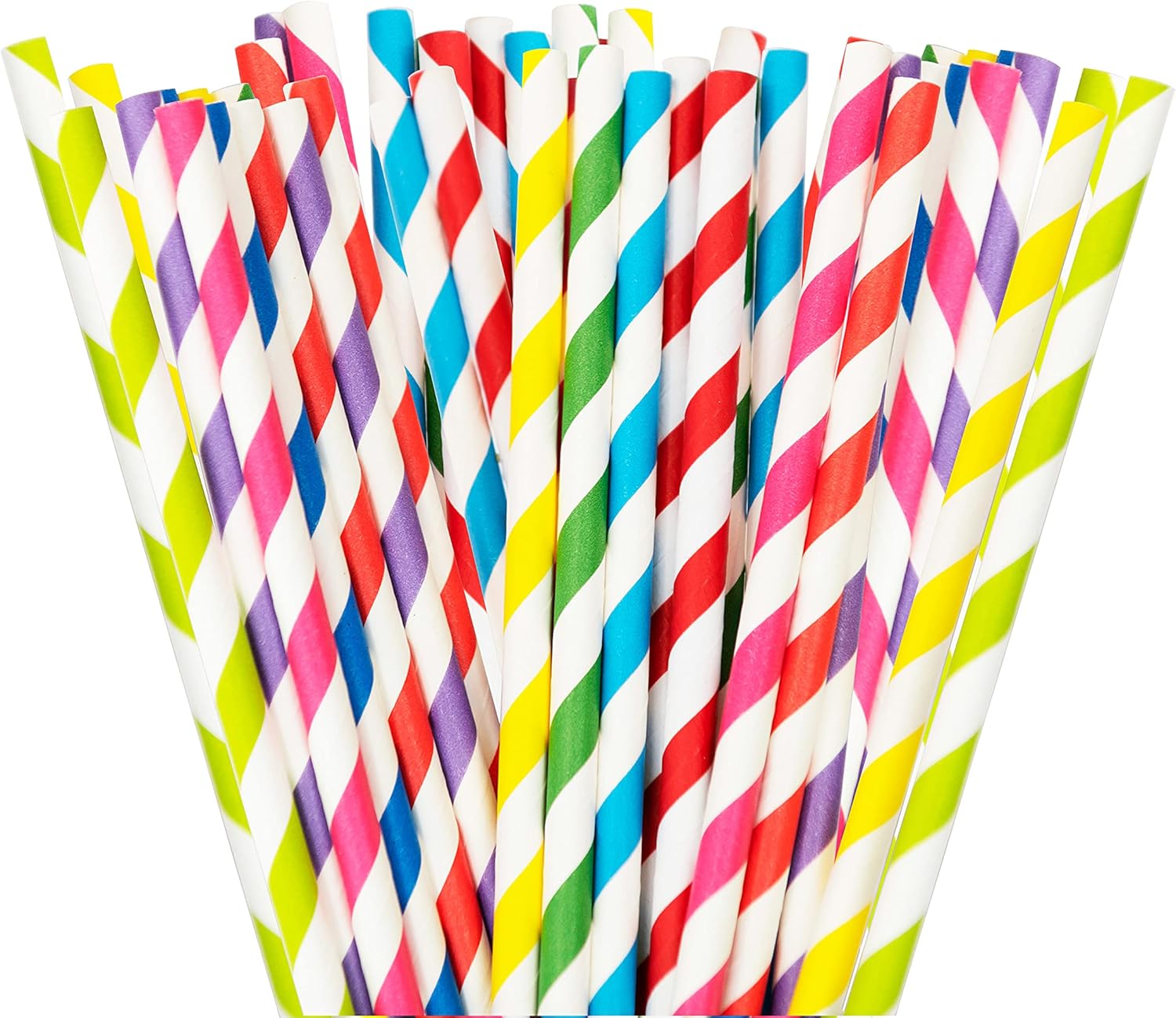 Single-Use Disposable Paper Straws - For Cold Drinks, Fits Most Beverage Cups and Containers, Restaurant Supplies for Fast Food, Takeout, To-Go, Delivery and Party Supplies, 100 Count, Assorted Colors